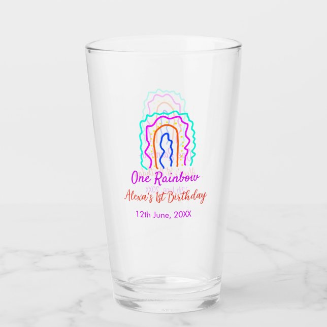 Boho Arcoiris, un niño de cumpleaños, retro brilla (Anverso)