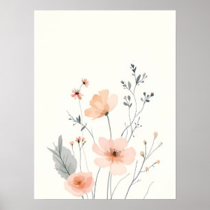 Boho Arte Moderno. Borrador floral suave de Rubor