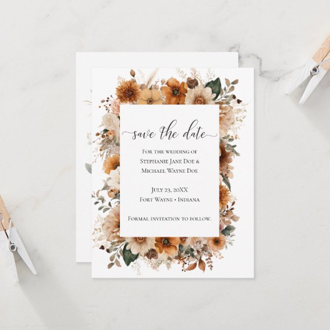 Boho Autumn Dried Flowers | Save the Date (Anverso/Reverso In Situ)