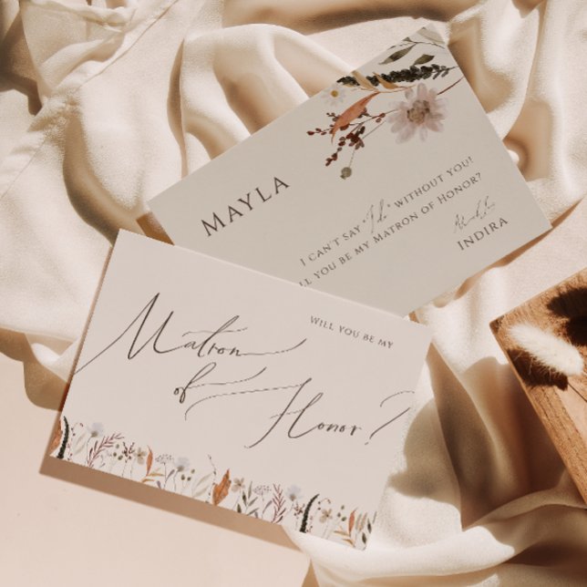 Boho Autumn Wildflower Beige Matron de la tarjeta  (Subido por el creador)