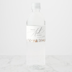 Boho Autumn Wildflower   Etiqueta de botella de ag