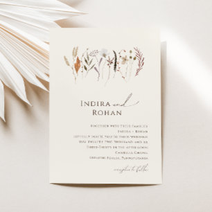 Boho Autumn Wildflower Invitación a la boda beig