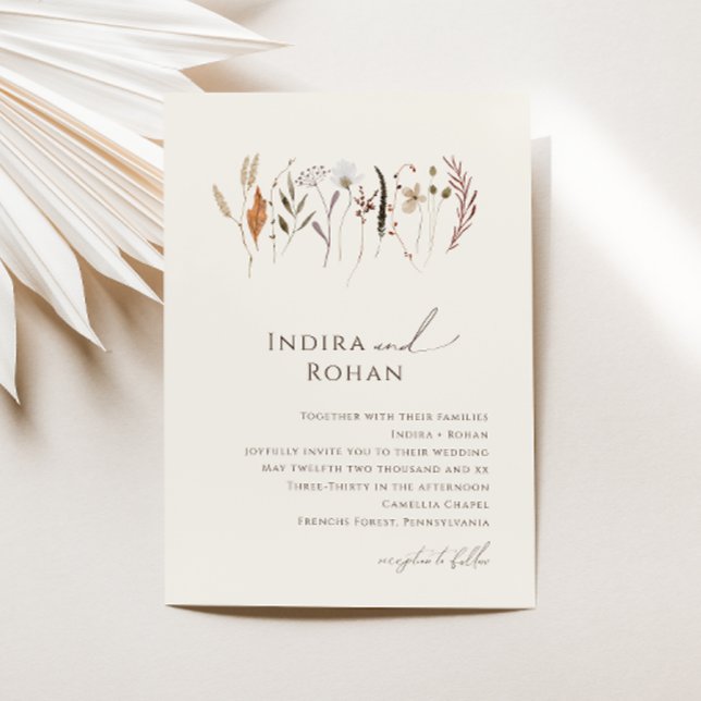 Boho Autumn Wildflower | Invitación a la boda beig (Subido por el creador)