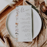 Boho Autumn Wildflower | Menú de cena Boda beige<br><div class="desc">Presentamos nuestra impresionante flor silvestre de otoño | menú de boda beige para la cena, con un diseño sencillo y moderno que refleja la belleza de la naturaleza. Con flores de acuarela de otoño prensado y hojas de terracota, captura la esencia de los tonos naranjas quemados en octubre, creando un...</div>