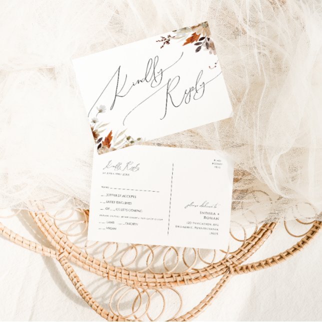 Boho Autumn Wildflower | Postal RSVP de elección d (Subido por el creador)