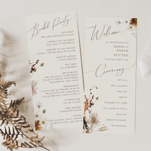 Boho Autumn Wildflower Programa de Bodas Beige