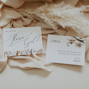 Boho Autumn Wildflower   Tarjeta de chica flor