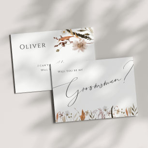 Boho Autumn Wildflower Tarjeta de propuesta Groo