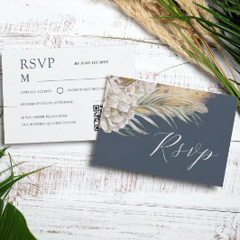 Boho Azul Oscuro Acuarela Floral RSVP