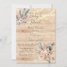 Boho Baby In Bloom Invitación Baby Shower