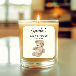 Boho Baby Shower Brown Bear Pegatina de velas de 3