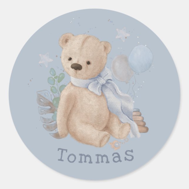 Boho baby teddy bear Classic Round Pegatina (Anverso)