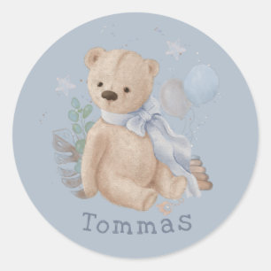 Boho baby teddy bear Classic Round Pegatina