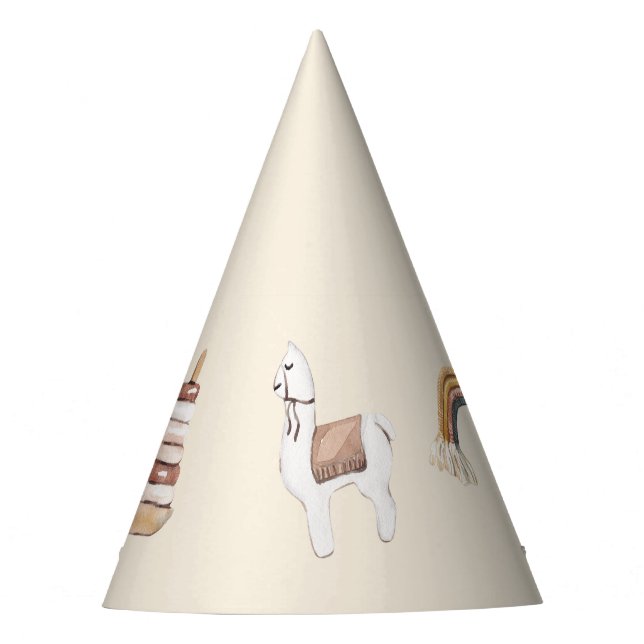 Boho Baby Watercolor Rainbow Lama Fiesta Gorra (Anverso)