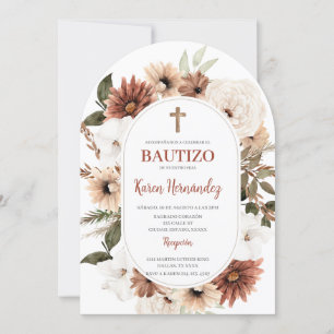 Boho Bautismo Floral Invitación española