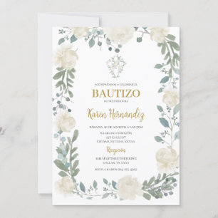 Boho Bautismo Floral Invitación española