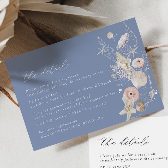 Boho Beach Elegant Wedding Details Tarjeta de cier (Details Card 2 Colors)