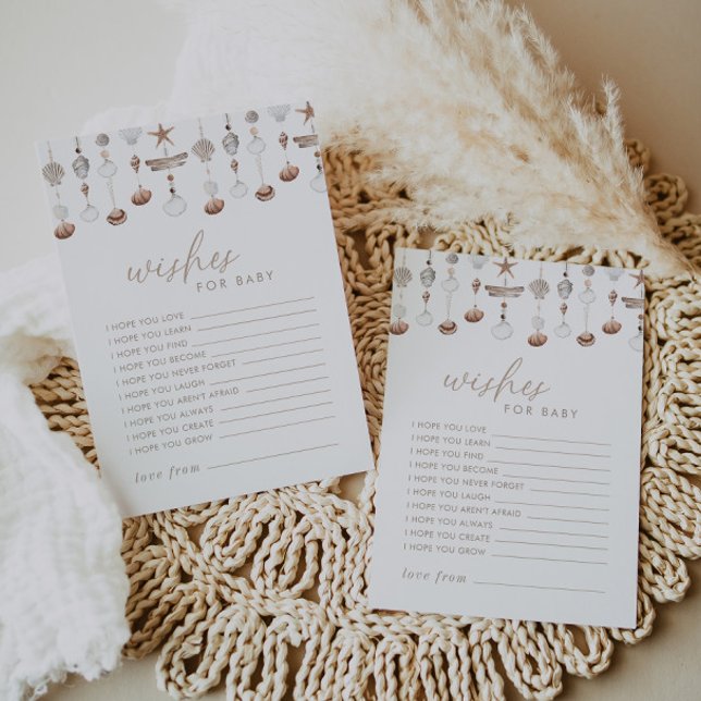 Boho Beach Shell desea una tarjeta de bebé (Zazzle Boho Beach Shell Wishes for Baby Card)