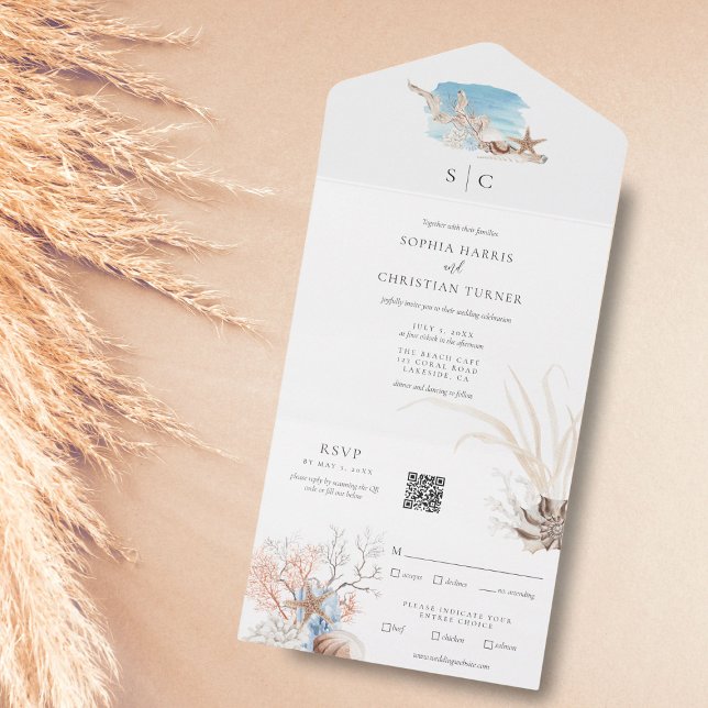 Boho Beach todo en una invitación de boda (Subido por el creador)