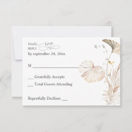 Boho Beach Tropical Beige Floral no Meal RSVP