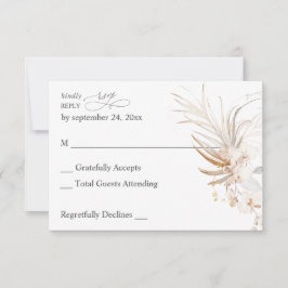 Boho Beach Tropical Beige Floral no Meal RSVP 2