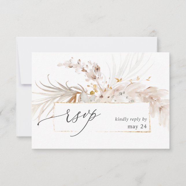 Boho Beach Tropical Beige Floral w Meal RSVP 2 (Anverso)