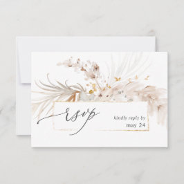 Boho Beach Tropical Beige Floral w Meal RSVP 2