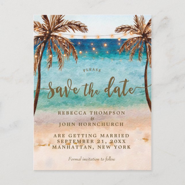 boho beach Wedding salva la postal de la fecha (Anverso)