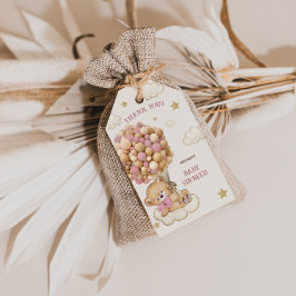 Boho Bear Rosa Etiqueta de agradecimiento para Bab