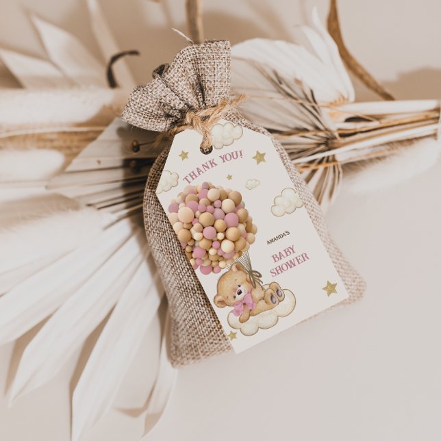 Boho Bear Rosa Etiqueta de agradecimiento para Bab (Subido por el creador)