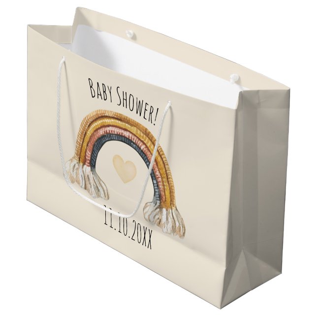 Boho Bebé Beige Rainbow Baby Shower Gran Bolsa de  (Angulo Anverso)