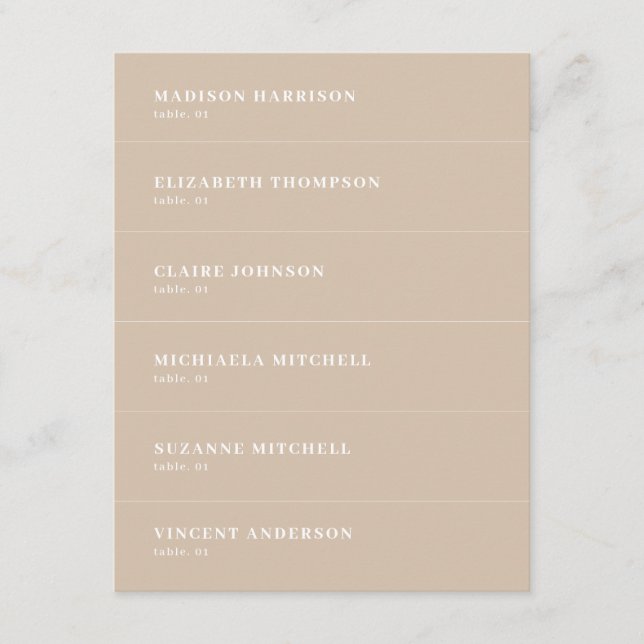 Boho Beige Boda Nombre Lugar Tarjeta DIY (Anverso)