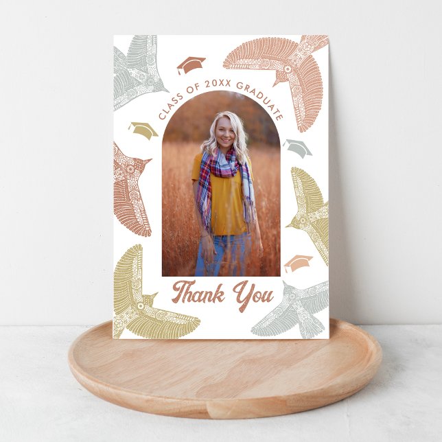 Boho Birds | Tarjeta de agradecimiento de graduaci (Subido por el creador)
