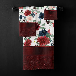 Boho Bloom Patrón elegante rojo y Rubor Shimmer