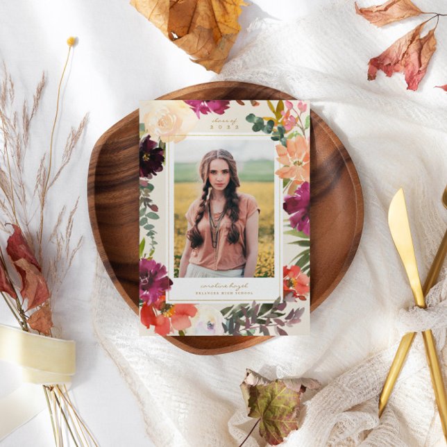 Boho Blooms | 2024 Invitación de fotografía de gra (Subido por el creador)