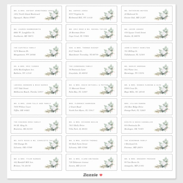 Boho Blooms | Etiquetas individuales de dirección  (Hoja)