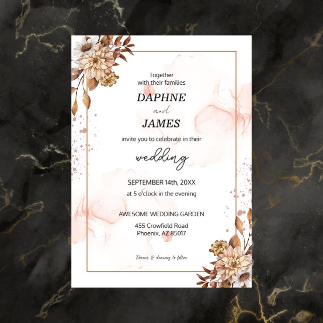 Boho Blooms: Invitación de Boda Floral Moderna (Subido por el creador)