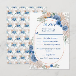 Boho Blue Pampas Boda Grass Wedding RSVP