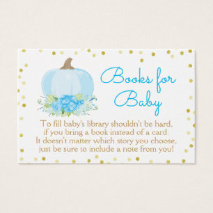 Boho Blue Pumpkin Baby Shower trae tarjeta de libr