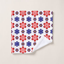 Boho Blue Purple Red Flowers Washcloth