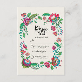 Boho Blue Stripe Folk Flowers | Rsvp Responder Bod
