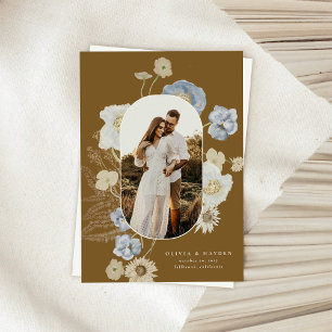 Boho Boda Botánica Guardar la tarjeta de fecha