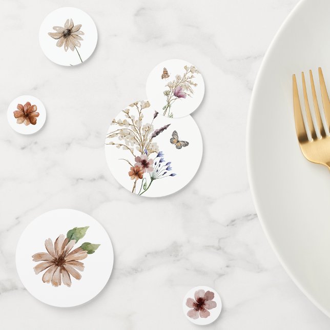 Boho Boda Confetti (Boho Watercolor Wildflower Wedding Confetti by Painted Paperie
)