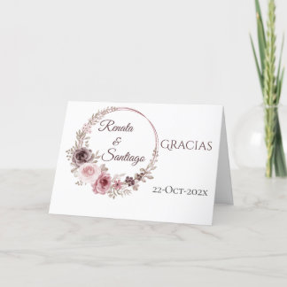 Boho Boda español Gracias tarjeta