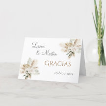 Boho Boda español Gracias tarjeta