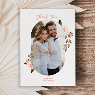 Boho Boda Floral Foto Tarjeta de agradecimiento