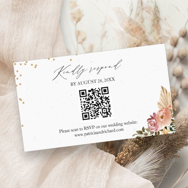 Boho Boda Floral QR Tarjeta RSVP en línea (Subido por el creador)