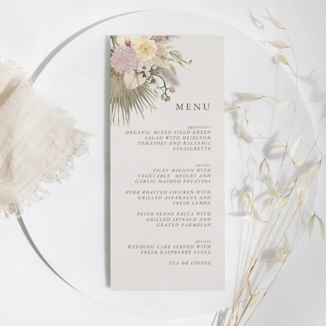 Boho Boda Pampas Menú Protea de la palma de orquíd (Subido por el creador)