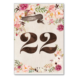 Boho Boda Rústico Floral Número de tabla Tarjeta 2