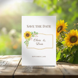 Boho boda sunflower salva la tarjeta de fecha